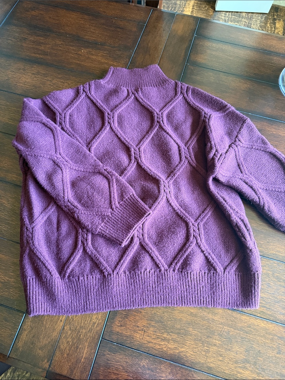 Ann Taylor Plum Cable Mock Neck Sweater